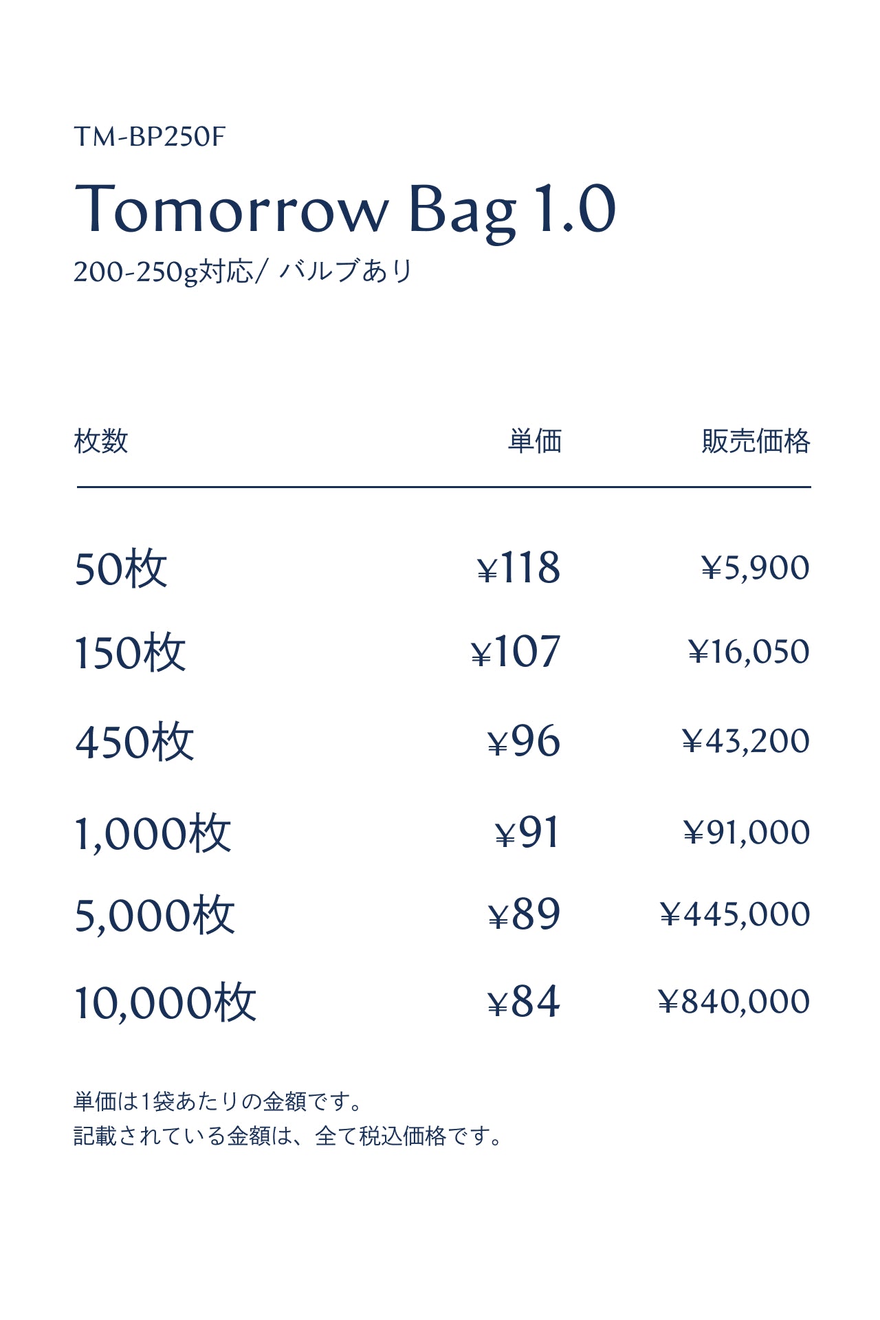 Tomorrow Bag 1.0/200-250g対応